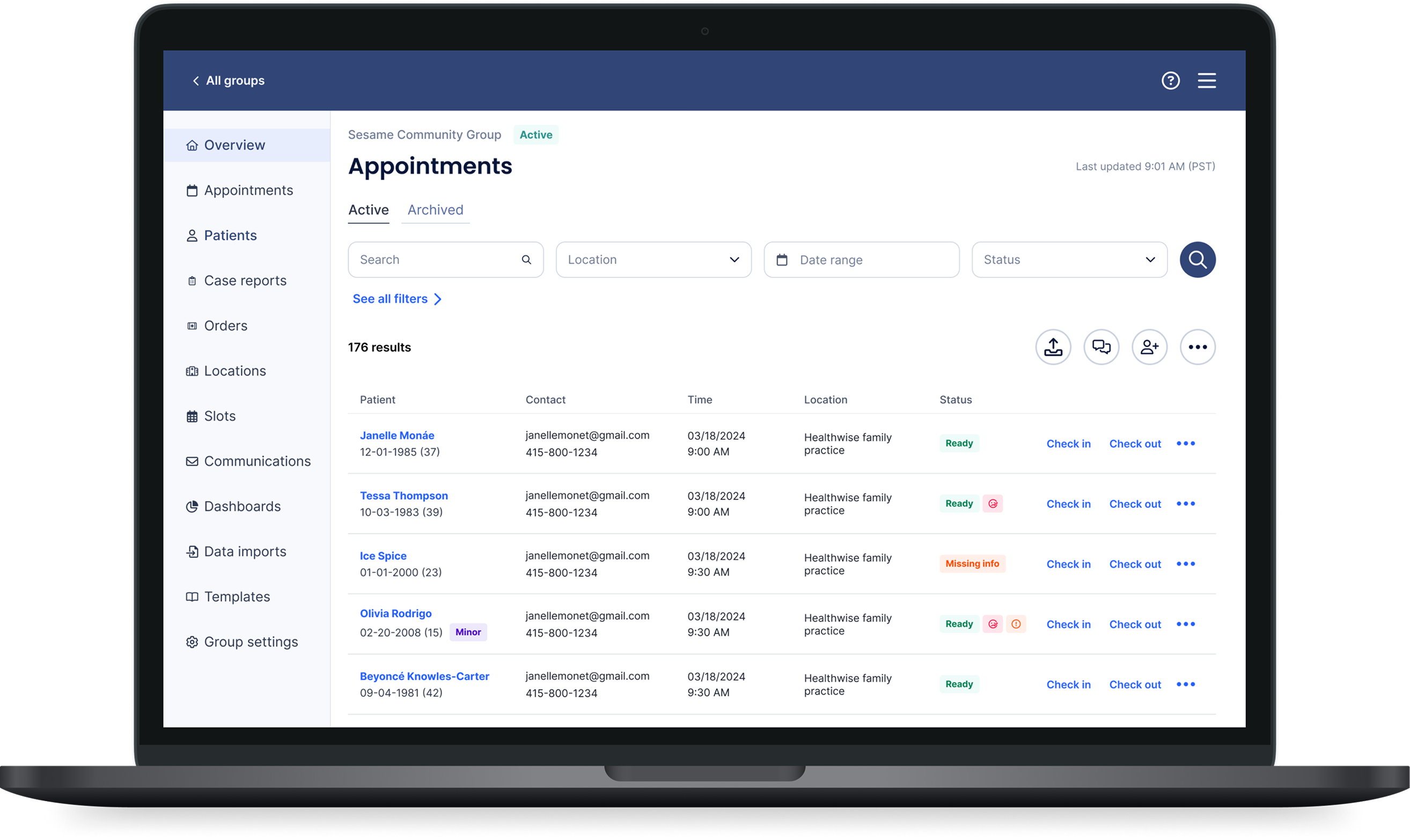 Screenshot of Primary Health platform